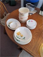 Yellow rose, pink rose and berry dish lot