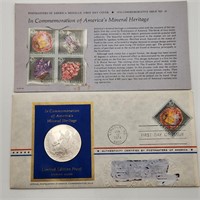 1974 Sterling Proof Medal Mineral Heritage + Stamp