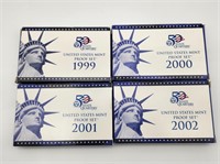 4 US Mint Set w/ States Quarters 1999-2002