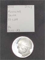 Mussolini 20 Lire Silver proof coin
