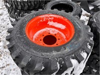 QTY 4-12-16.5 Tires on Orange Wheels for Bobcat