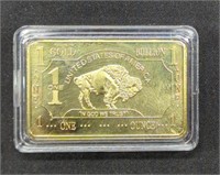 1 ounce Buffalo bar - 100mills .999 fine gold