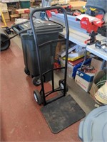 Hand truck with large wooden base bolted on