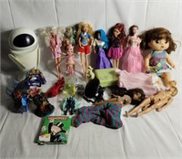 Box lot of dolls and toys