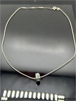 Sterling silver chain necklace & pendant, 5.88g
