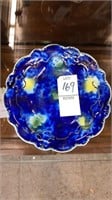 Antique Flow blue small dish crown mark 5’’ diam