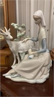 Lladro’ Spain figurine shepherdess w/ goat 9-1/2’’