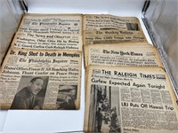 April 1968 Martin Luther King newspapers