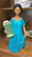 Pottery figurine lady w/ calla lillies 15’’ tall