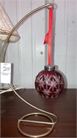 Bohemian ruby glass cut to clear  ornament on