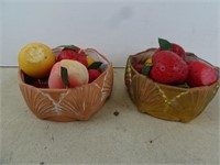 Pair of Shell Pottery Dishes With Vintage Fruit
