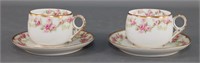 Pair of Limoges 'Rose' Cups & Saucers