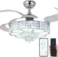 BAYSQUIRREL Retractable Crystal Ceiling Fan