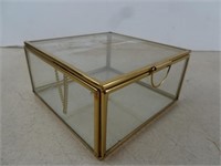 Decorative Glass Box with Gold Accents 6x6x3
