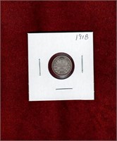 CANADA 1918 SILVER 5 CENT COIN