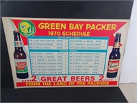 Vintage 1970 Green Bay Packers Schedule Chief