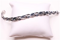 Sterling genuine blue diamond tennis bracelet