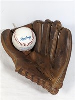 Vintage Baseball Glove & Ball