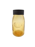 Antique Light Amber Buffalo Mason Fruit Jar w/ Lid