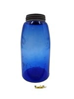 RARE Blue Masons Patent 1858 Fruit Jar w/ Lid