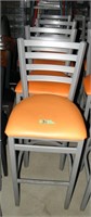 4-ORANGE & GRAY HIGH TOP METAL FRAME CHAIRS