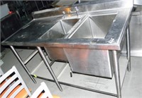 STAINLESS STEEL 2 WELL SINK   30" X 60" X36"