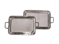 TWO GRADUATED NEOCLASSICAL SILVER TRAYS, 2308g