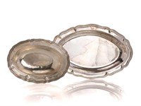 TWO COLONIAL SILVER TRAYS, 1,520g