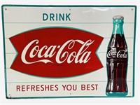 Drink Refreshes You Best Coca-Cola Fish Tail Sign