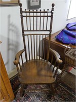 ANTIQUE SPINDLE BACK ARMED ROCKING CHAIR