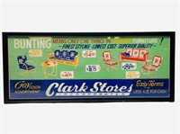 1960's Clark Stores Incorporated Cardboard Sign