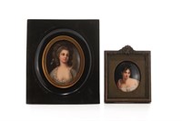 TWO 19th C CONTINENTAL FRAMED PORTRAIT MINIATURES