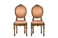 PAIR OF ANTIQUE CARVED GILTWOOD CHAIRS