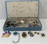 Jewelry Box full of Jewelry plus 3 Pair Earrings,