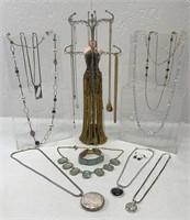 Jewelry and Necklace Stand. Includes Fringed