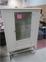 White Painted China Cabinet. 39”x16”x32” 2 Glass .