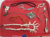 Tray of Jewelry with some Sterling