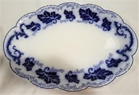 Early Flow Blue Oval Platter - 18 x 13.5