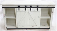 New painted media console, sliding doors