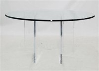 Acrylic base, thick glass top dining table