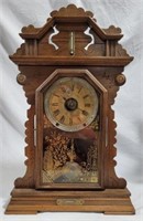 Vintage Carved Walnut Thermostat Clock