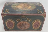 Nautical painted dome top wooden trunk