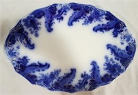 Early Flow Blue Oval Platter - 17 x 12