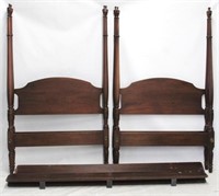 Matched pair twin size tall poster beds