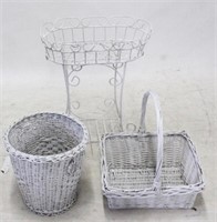 Wicker baskets & metal planter