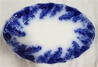 Early Flow Blue Oval Platter - 15 x 10.5