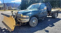 1999 Dodge Ram 3500 Flatbed Truck with Snow Plow