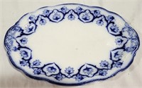 Early Flow Blue Oval Platter - 14.5 x 10