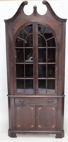 Vintage mahogany inlaid corner cabinet