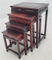 Asian rosewood nesting set of 4 tables